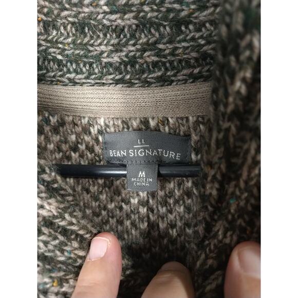 L.L. Bean Men's M Sweater Lambswool Blend Cowl/Shawl Neckline Heavy Cabin Core - Picture 3 of 11